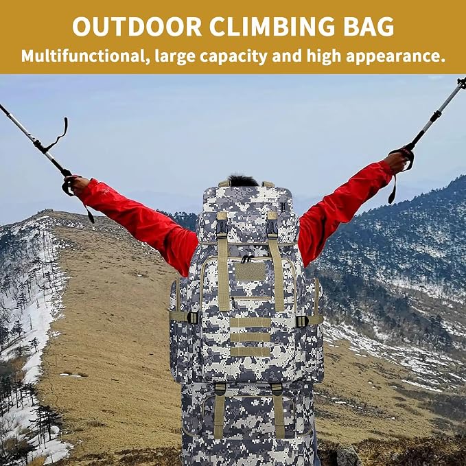 Hiking Backpack, 100L Large Camping Backpack, Expandable Waterproof MOLLE - Image 7