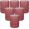 18PCS Plastic Hobnail Drinking Glasses - 14 Oz Burgundy Vintage Glasses Mixed by Joyido