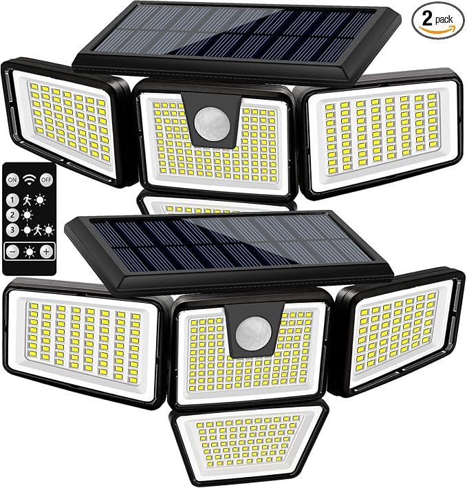 AmeriTop Solar Lights Outdoor, 2 Pack 300 LED High Brightness Cordless Solar by AmeriTop