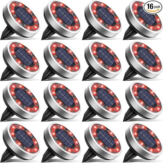 btfarm 16 Pack Solar Lights Outdoor, 8 LED Solar Ground Lights IP65 Waterproof by btfarmdecorativelighting