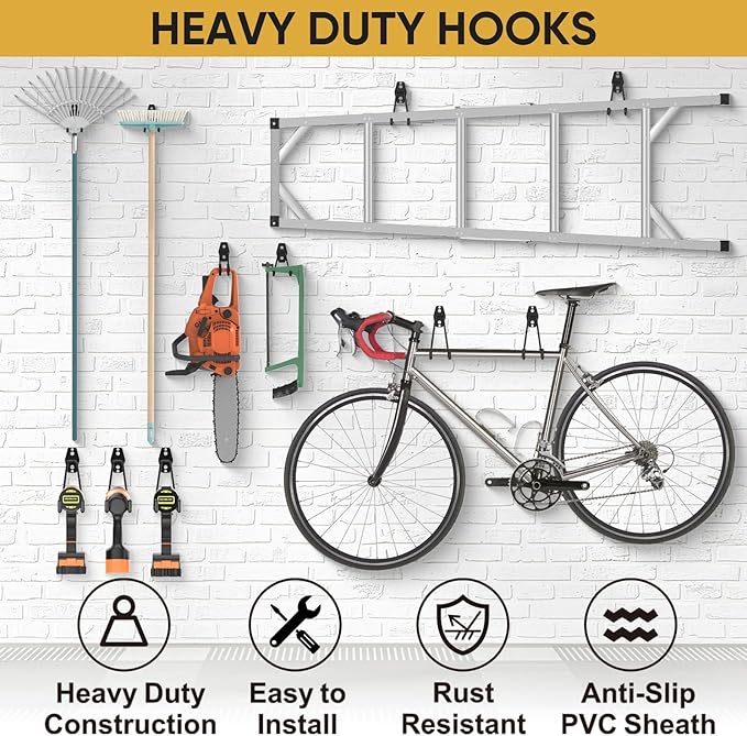 TICONN 2 Pack Heavy Duty Garage Hooks, Steel Utility Wall Storage Hooks - Image 5