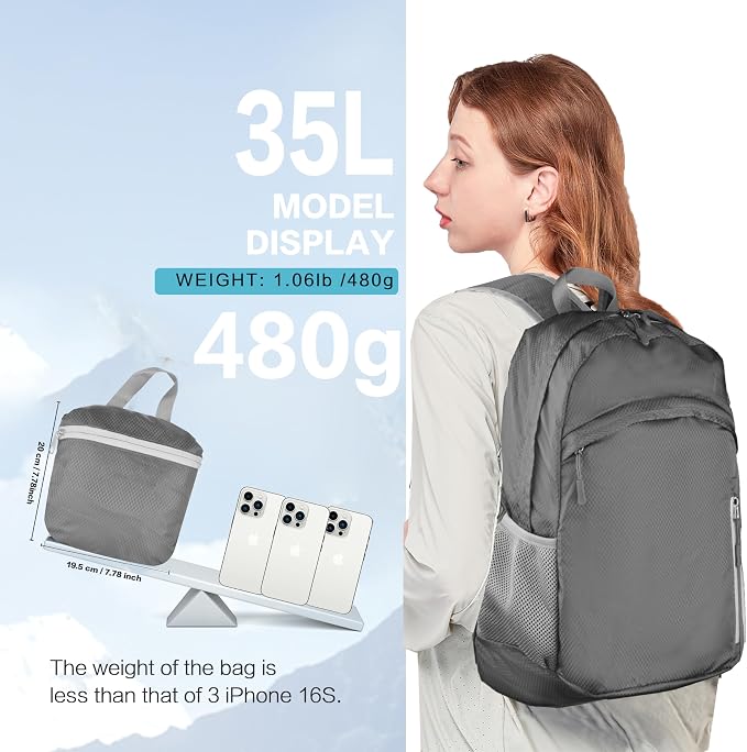 Waterproof Foldable Backpack Dry Storage Lightweight Daypack 35L Outdoor - Image 6