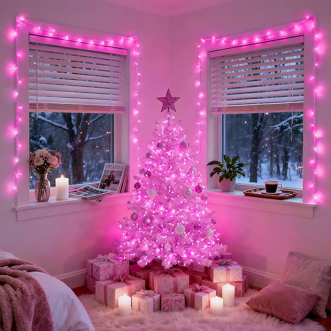 JMEXSUSS 33ft 100 LED Pink Battery Operated Lights - Image 2