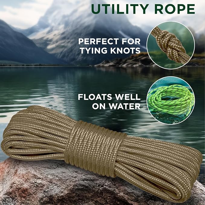 TECEUM Rope – 90 Feet x 3/8 Inch – Coyote Brown – Strong All-Purpose Utility - Image 3