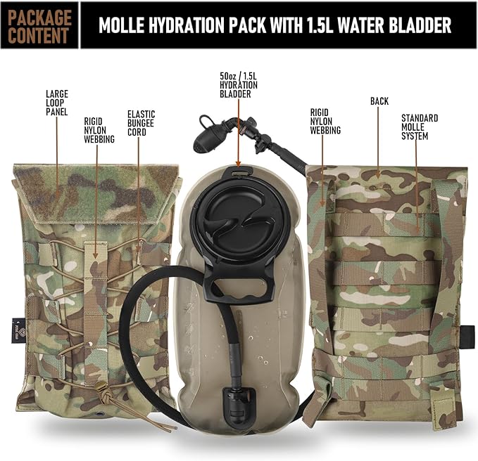 PETAC GEAR 1.5L / 3L Tactical Hydration Pack，Molle Carrier Pouch - Image 2