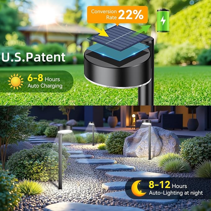 Ahaorigin 6 Pack Solar Pathway Lights Outdoor, 12 Brighter LED Solar Lights - Image 3
