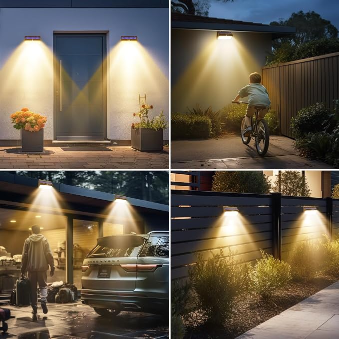2 Pack 368 LED Solar Lights Outdoor Motion Sensor, Solar Fence Light - Image 6