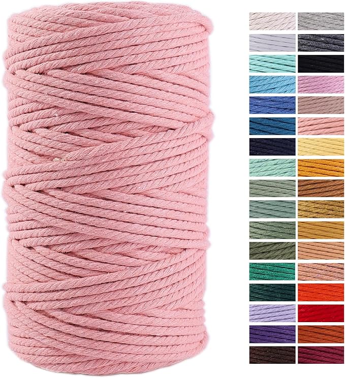 Meat Pink Macrame Cord 4mm x 109Yards, Colored Cotton Rope Craft Cord by AestheticDesignforYou