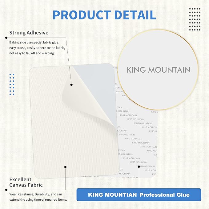KING MOUNTAIN Canvas Repair Patch 9 x11 Inch 2 Pcs Self-Adhesive Waterproof - Image 3