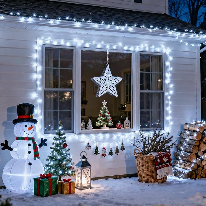 JMEXSUSS 2 Pack White Battery Operated Christmas String Lights, Each 33ft 100 - Image 3