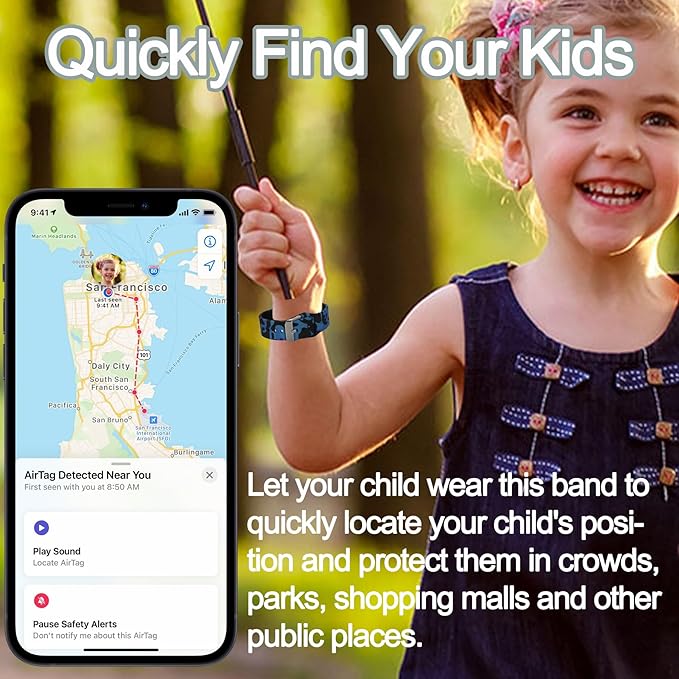 2 Pack Waterproof Bracelet for AirTag Kids, Hidden Printed Wristband for Apple - Image 4