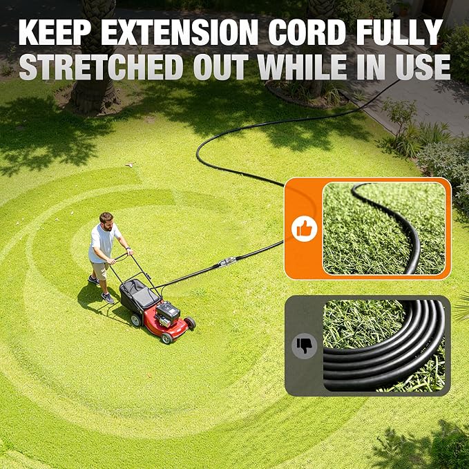 100 FT Outdoor Extension Cord Waterproof, 16/3 Gauge Heavy Duty 3 Prong Power - Image 6