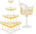 Premium ACRYLIC Champagne Tower Kit | 20 Stackable 7 oz Plastic Coupe Flutes | by Khen