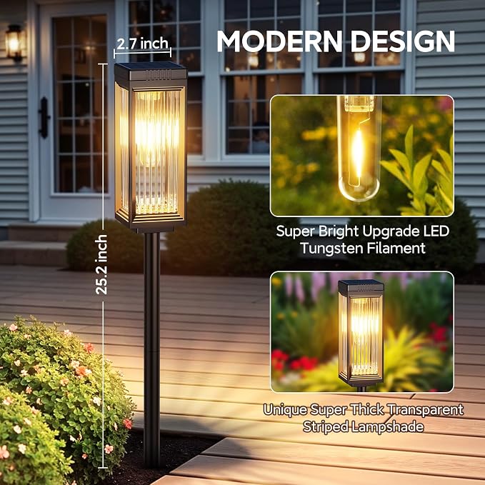 ELECLINK Solar Pathway Lights Outdoor, 6 Pack Upgraded Solar Lights Outdoor - Image 2