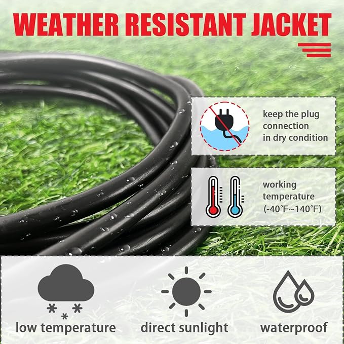 EP 25FT Black Outdoor Extension Cord, 16/3 SJTW Heavy Duty Waterproof, 3 Prong - Image 3