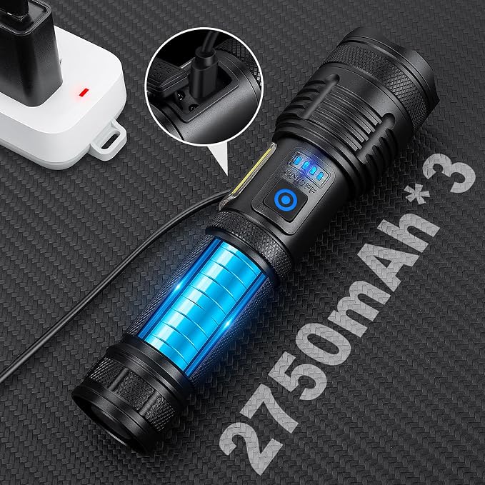 KINGCAESAR 3 Pack Rechargeable Flashlights 90, 000 High Lumen, Ultra Bright LED - Image 3