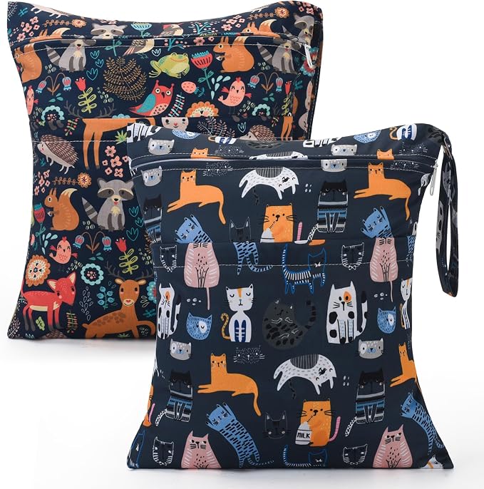2pcs Cloth Diaper Wet Dry Bags Waterproof Reusable by Welcometoeaxin