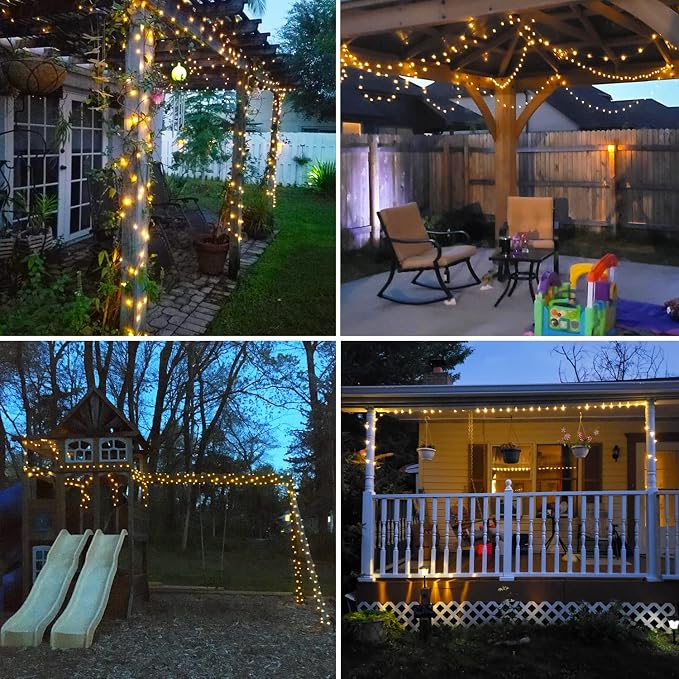 JMEXSUSS 4 Pack 100 LED Solar Fairy Lights, 33ft Warm White Solar String Lights - Image 4