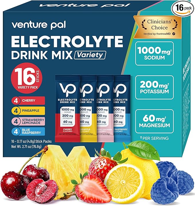 Venture Pal High Sodium Sugar Free Electrolytes Powder Packet, Zero Calories by VenturePal