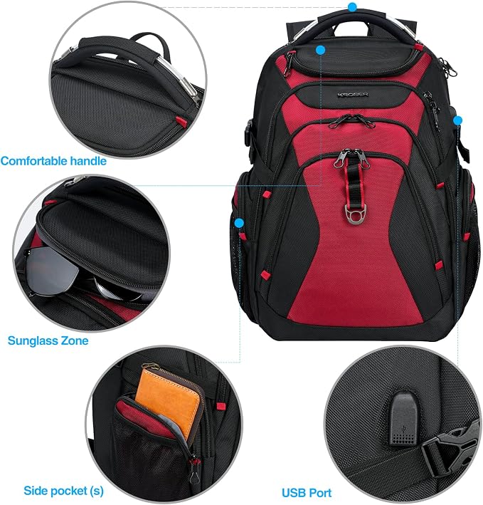 KROSER Travel Laptop Backpack 17.3 Inch XL Computer Backpack - Image 3