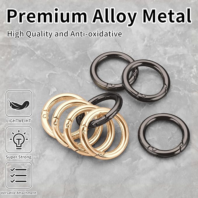 Gkeygo Key Ring Clip, 4/5 Inch Keychain Rings, 8 Pack Round Carabiner Clip - Image 2