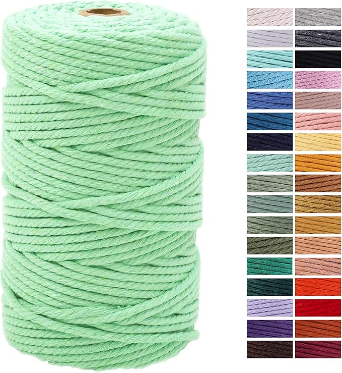 Aqua Green Macrame Cotton Cord 4mm x 109 Yards by AestheticDesignforYou
