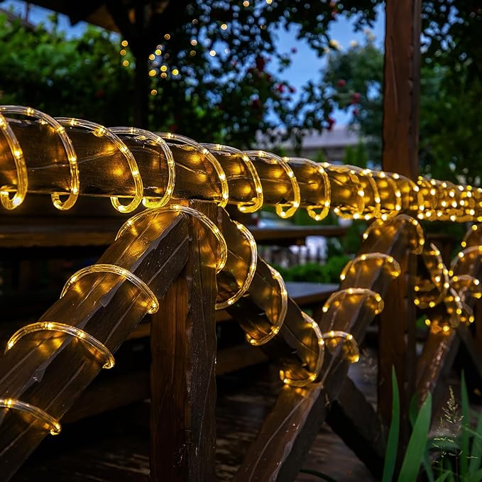 Solar Rope Lights, 66ft 200LED Solar String Lights, 8 Modes Waterproof Solar - Image 2