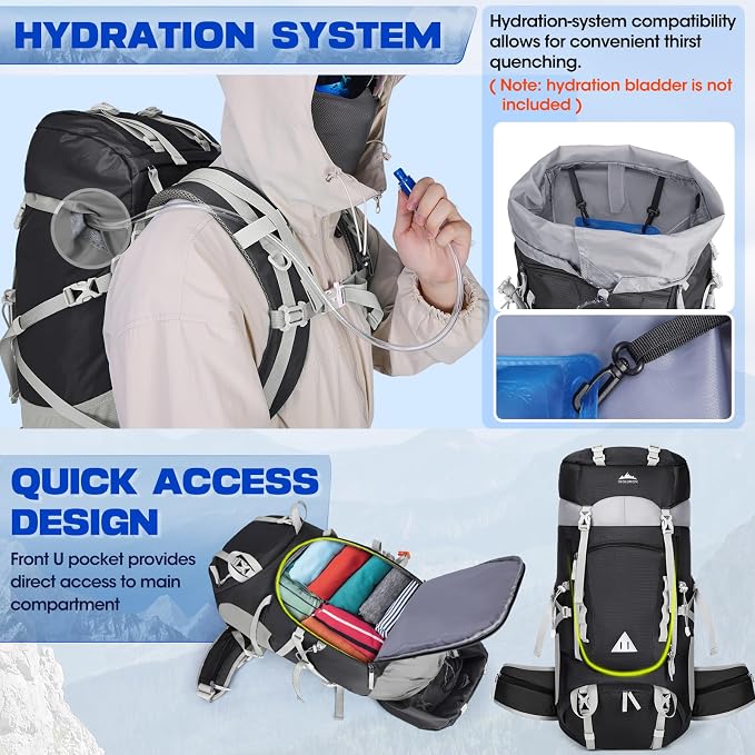 IGOLUMON 60L Hiking Backpack Waterproof Camping Backpack - Image 5