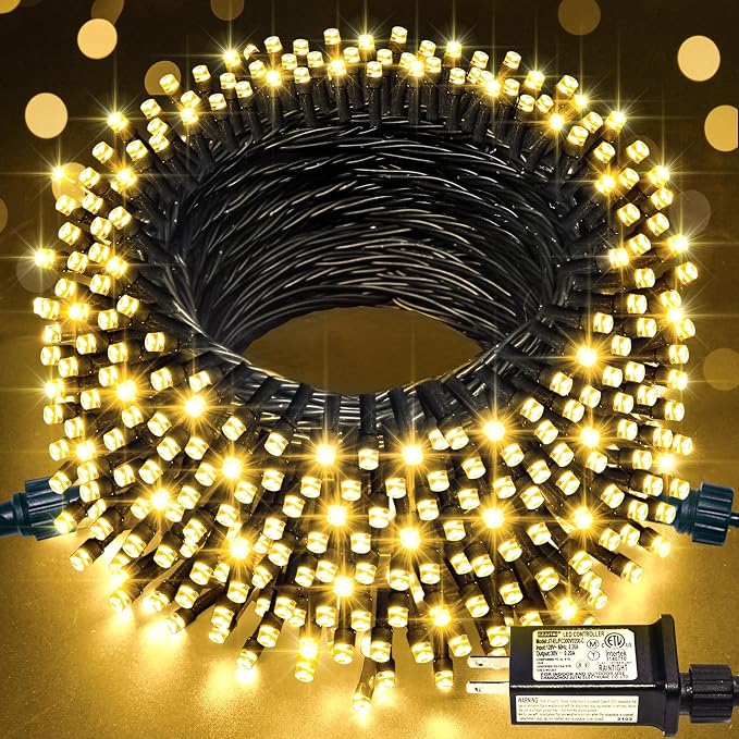 JMEXSUSS 66ft 200 LED Christmas Lights Outdoor, Warm White Christmas Tree by JMEXSUSS