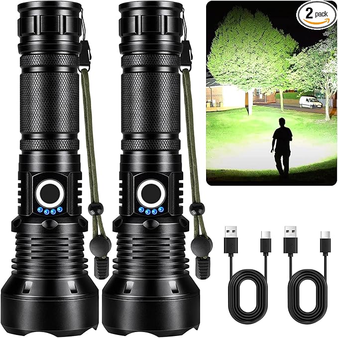 KINGCAESAR Flashlights High Lumens Rechargeable, 2 Pack 90, 000 Lumens Super by KINGCAESAR