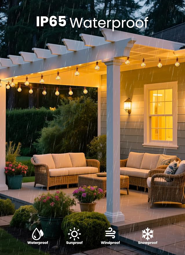 Outdoor String Patio Lights, 150FT 75 LED Patio Lights Waterproof, Connectable - Image 2