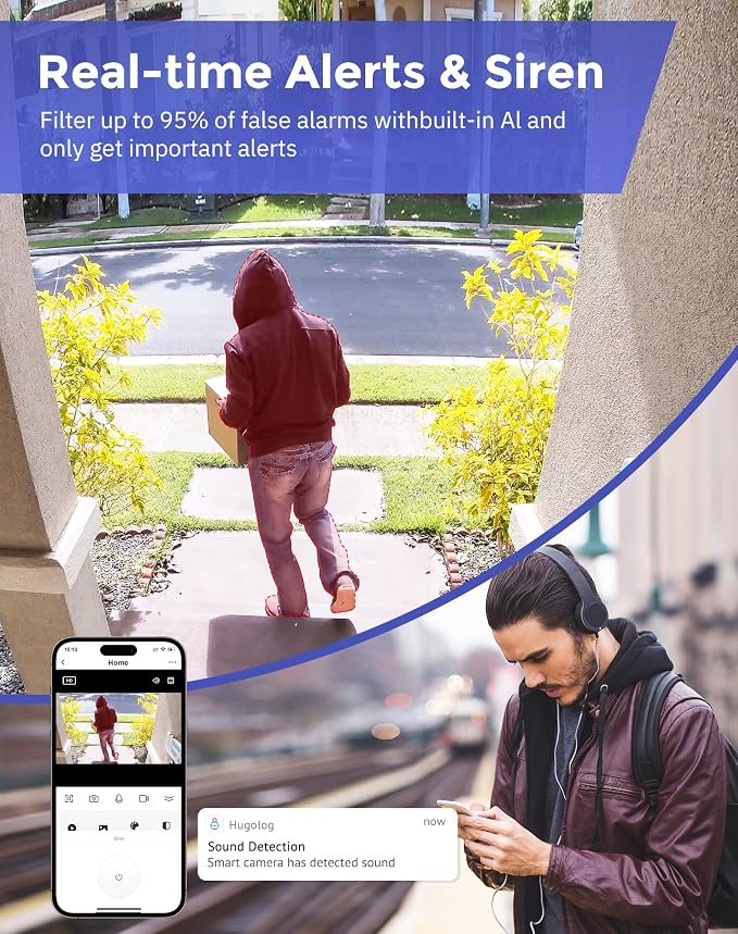 Hugolog 2K Light Bulb Security Cameras Wireless Outdoor-2.4GHz Cameras - Image 8
