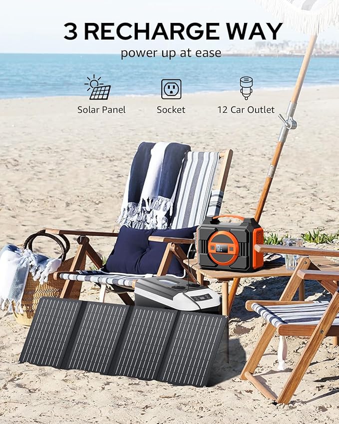 Apowking Portable Solar Powered Generator 300W Rated, - Image 3
