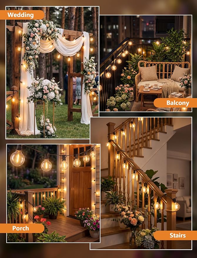 GOOTHY G40 LED Outdoor String Lights, 50Ft Patio String Lights Waterproof - Image 6