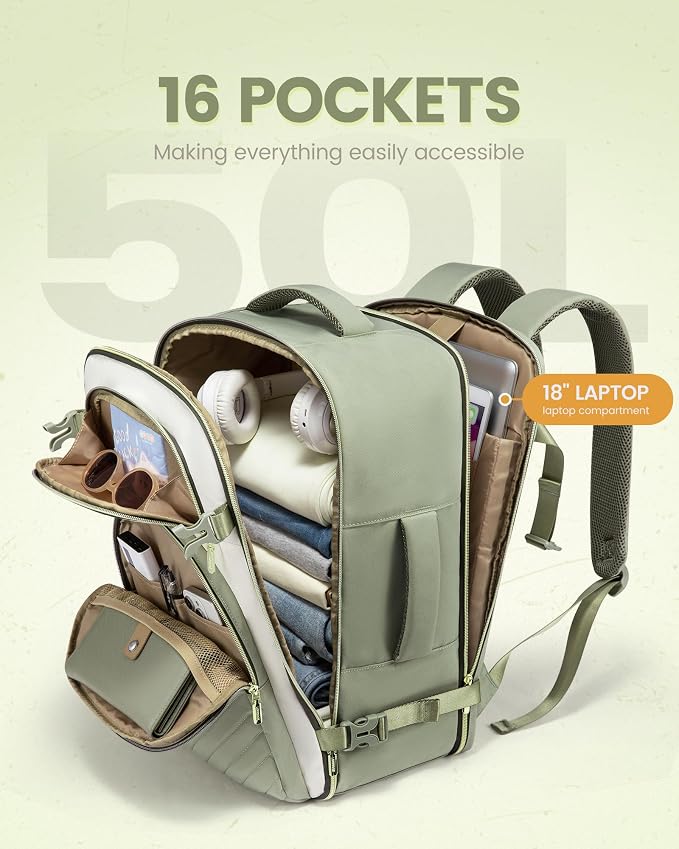 LOVEVOOK Travel Backpack Carry on Flight Approved 50L, Waterproof TSA Travel - Image 4