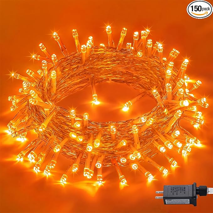 JMEXSUSS 150 LED Orange Halloween Lights Indoor Outdoor, Connectable Christmas by JMEXSUSS
