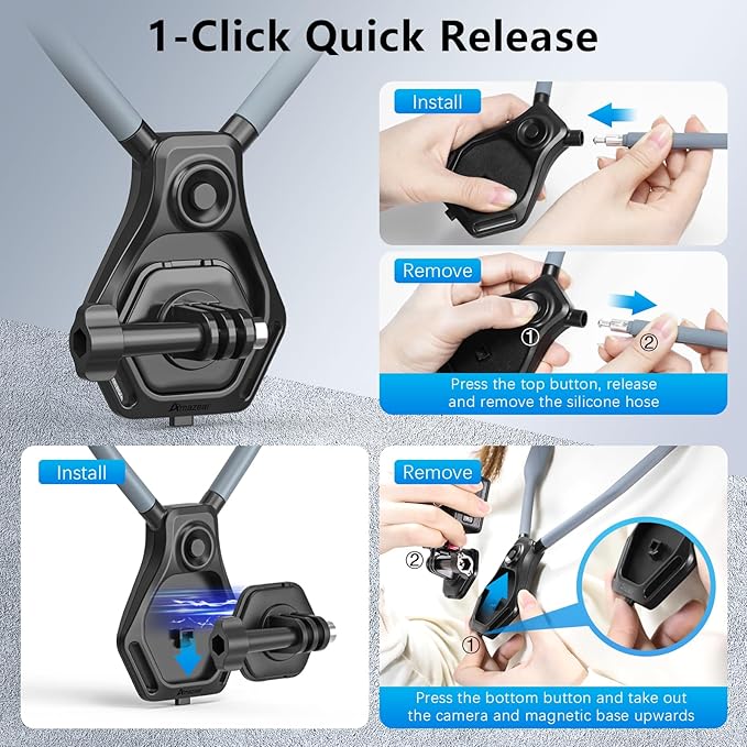 AMAZEAR Magnetic Neck Holder for DJI OSMO Pocket 4/3 Action 6 Insta 360 X5 - Image 3