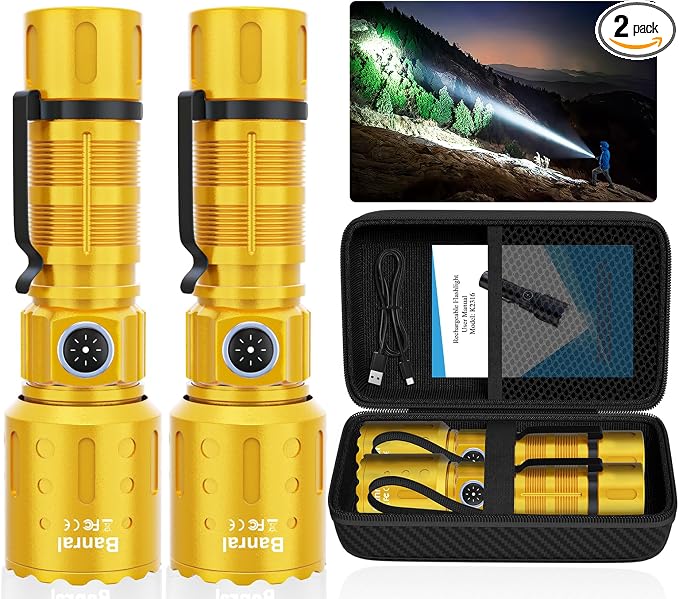 Banral Flashlights High Lumens Rechargeable, Super Bright Long Range Small by Banral