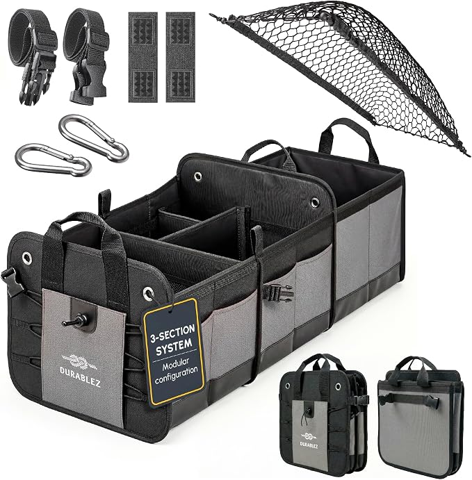 3-Section Modular Trunk Organizer XL – Car Storage by DURABLEZ