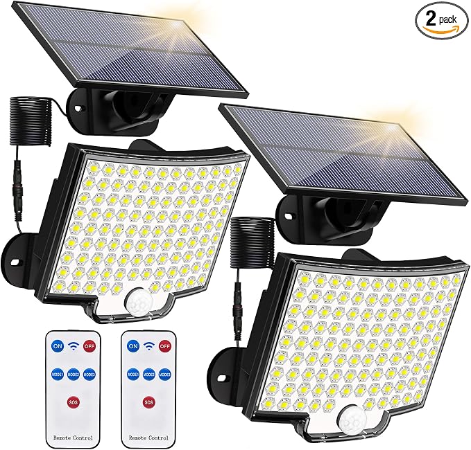 Solar Lights Outdoor, 106 LED 3000LM Solar Powered Motion Sensor Flood Lights by KKERNOWO