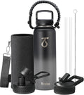 Trebo 40oz Water Bottle with 3 Lid and handle, Vacuum Insulated Stainless Steel by StayHotStayColdStayGreen