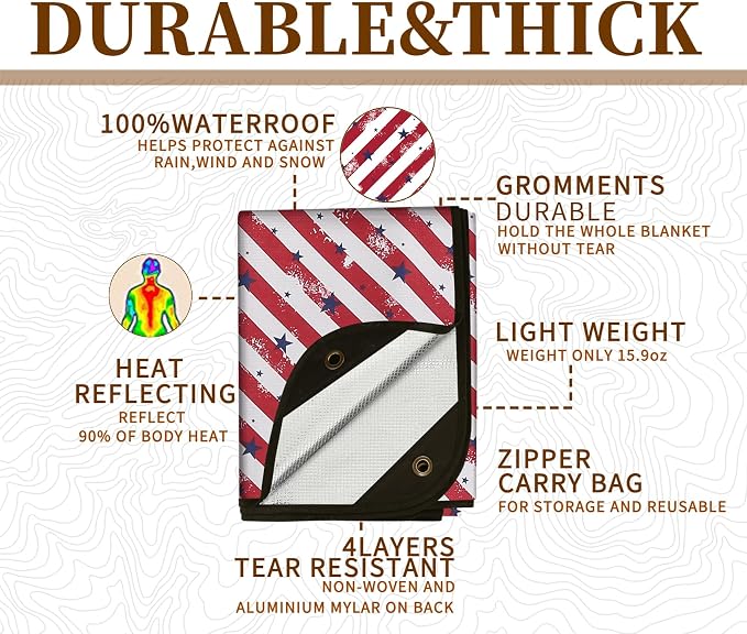 Heavy Duty Survival Blanket -Multifunctional Reflective Tarp Thermal Blanket - Image 3