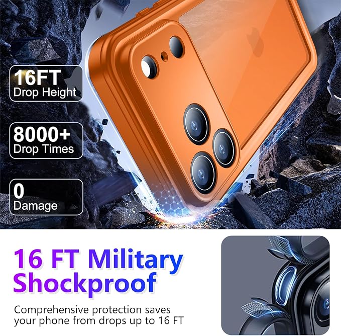 Temdan Compatible with iPhone 17 Pro Case, Waterproof Built-in Screen & Camera - Image 3