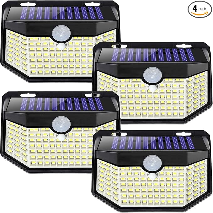HMCITY Solar Lights Outdoor 120 LED 3 Lighting Modes, Motion Sensor Wall Lights by LightingUpYourLife