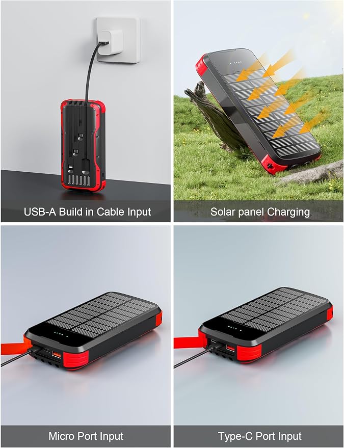 MINRISE Solar Charger Power Bank, 40000mAh Portable Charger PD 20W Fast - Image 4