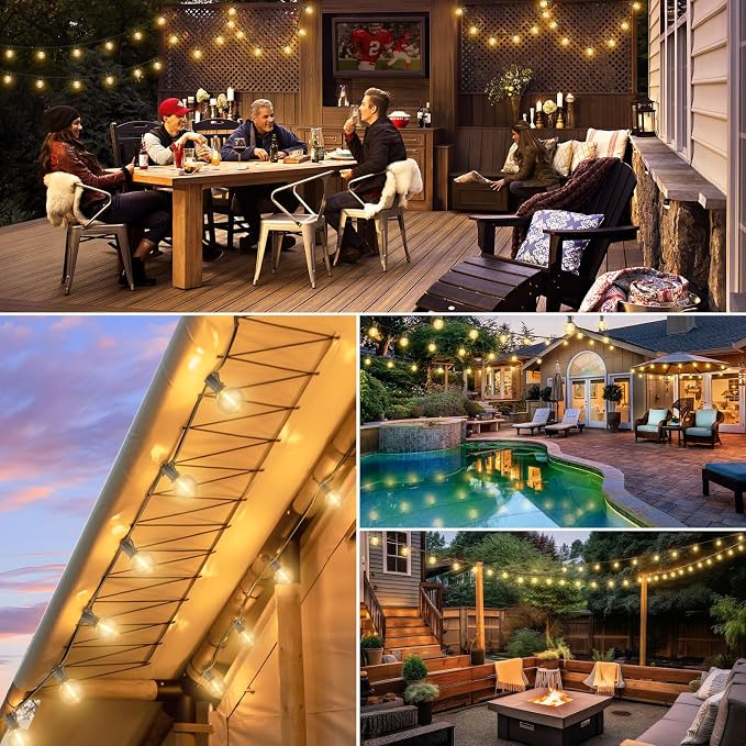 Bosceos 100ft Outdoor G50 LED Globe String Lights Dimmable Waterproof - Image 7