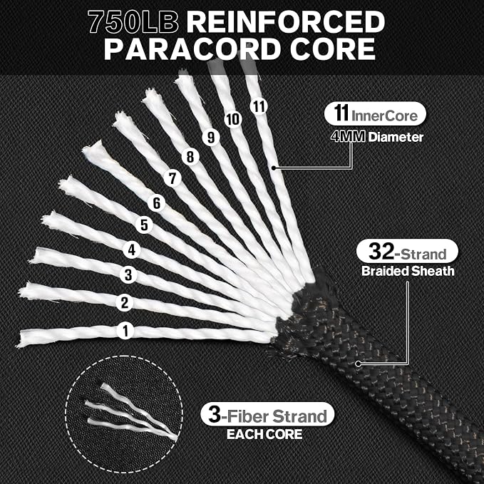750lb Paracord Rope - 4mm 11 Strand Parachute para Cord Spool Rope Utility - Image 2