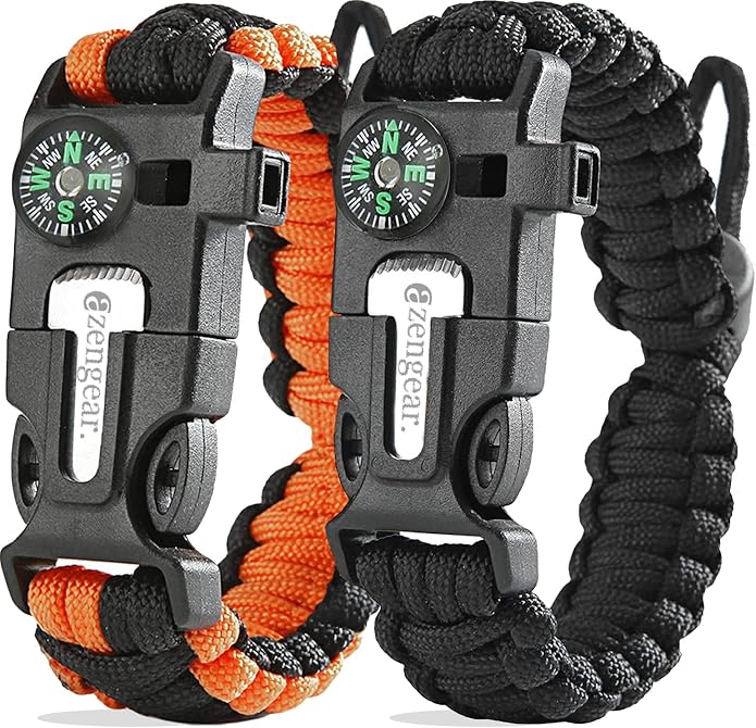 aZengear Paracord Survival Bracelet | Flint Steel Fire Starter, Mini Saw | by aZengear%C2%AE%7CRepairProtectExplore%E2%80%93PatchesCompressionOutdoorGear