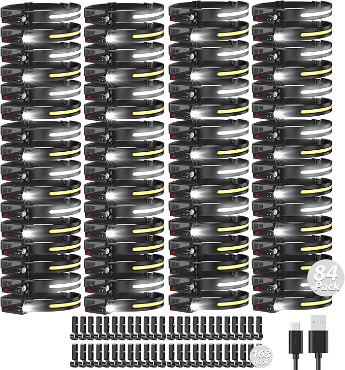 Bud K 84pack Headlamp Rechargeable, 1000 Lumen Headlamps by BUDK
