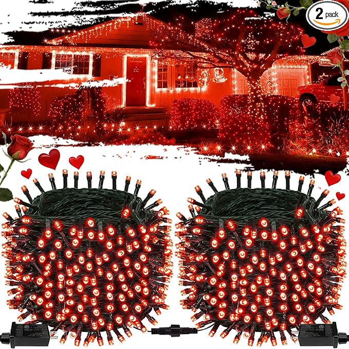 2-Pack Connectable Christmas Lights Outdoor, Total 164FT 400LED Christmas by OZS